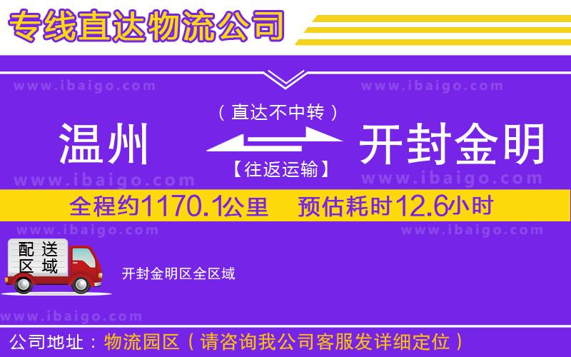 溫州到開封金明區(qū)物流公司