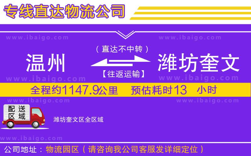 溫州到濰坊奎文區(qū)物流專線