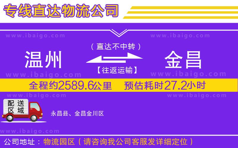 溫州到金昌貨運(yùn)